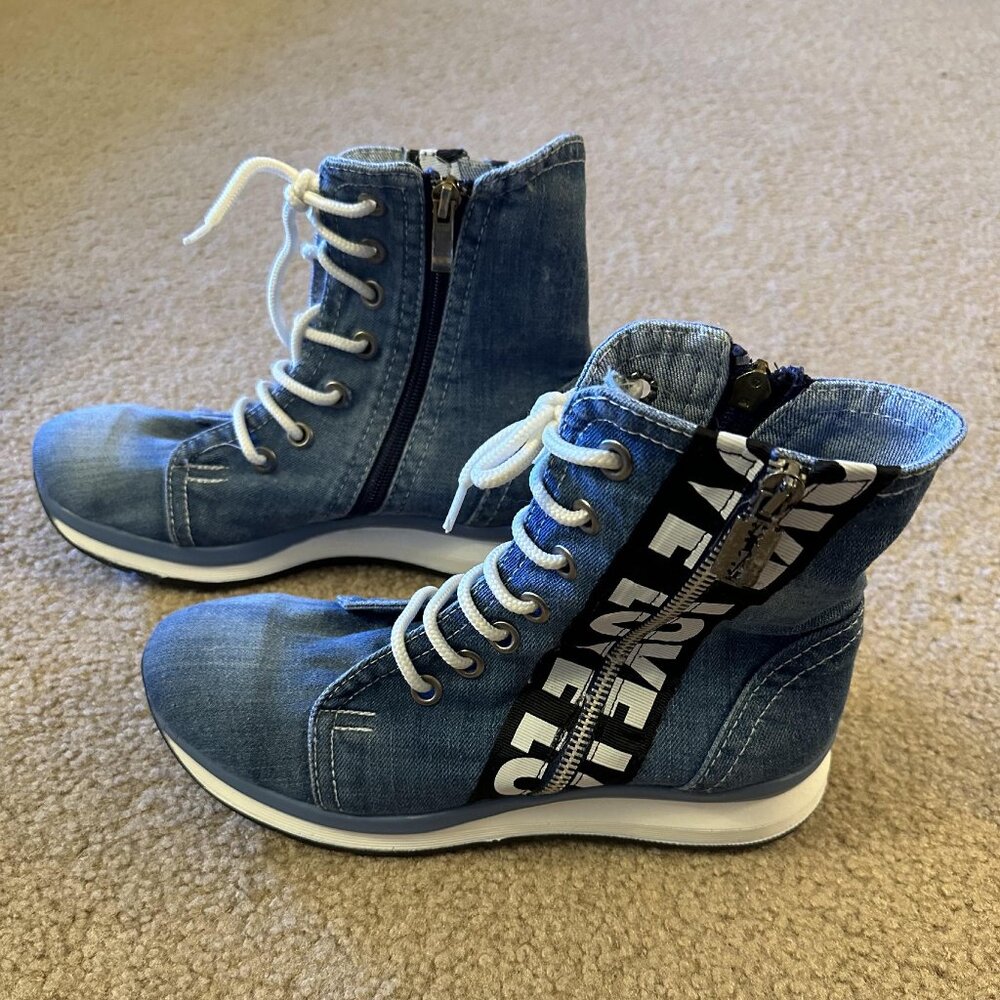 Denim 'Love' Sneakers